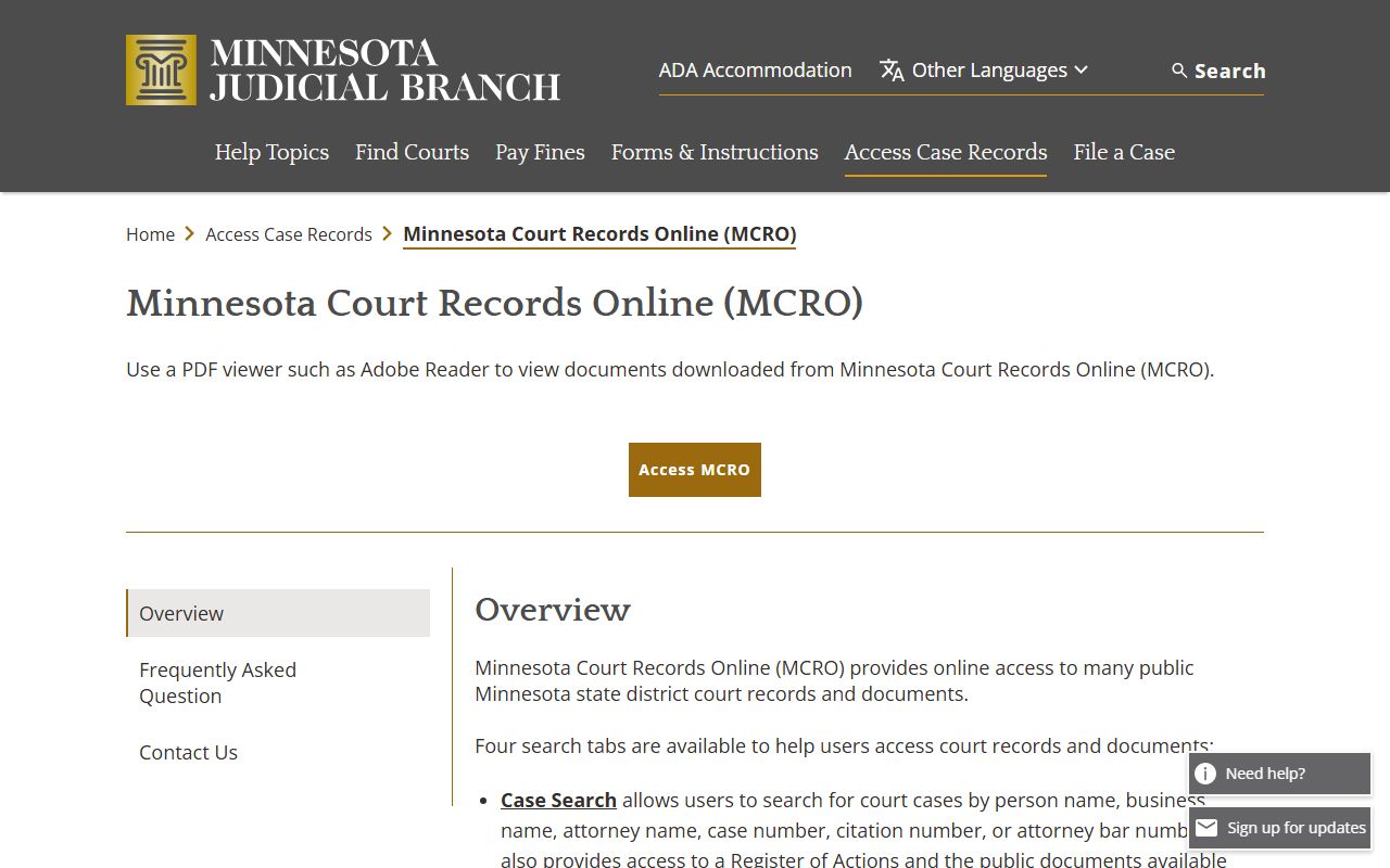 Lake County court records after arrest MCRO search overview